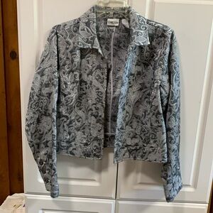 Ladies size 1 light weight black and silver jacket by Chico’s.